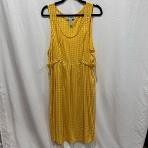 Alexandra Lee Yellow Check Sleeveless Dress 16 Summer Vintage Ranchwear Peasant